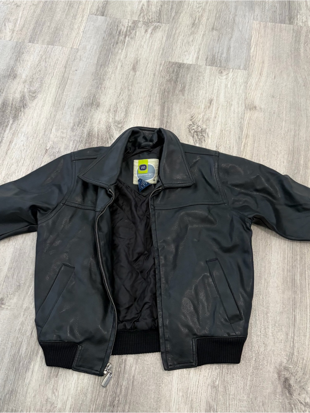 Whispering Smith Black Faux Leather  Bomber Jacket Girl 3T Grunge Black Biker